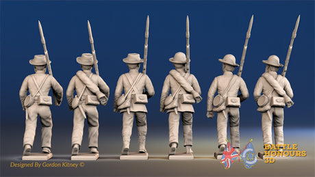 Confederate infantry march attack in new hats pose 2