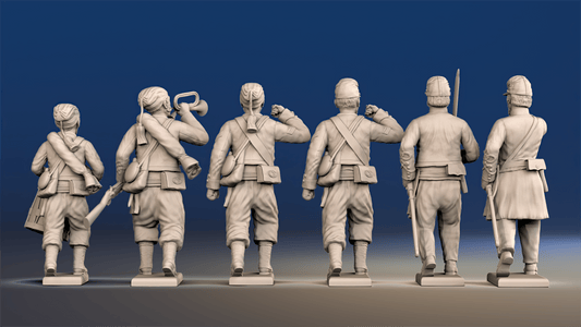 Confederate skirmishing Zouave command rear view