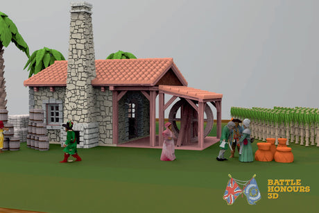 Colonial Caribbean cane mill terrain model graphic