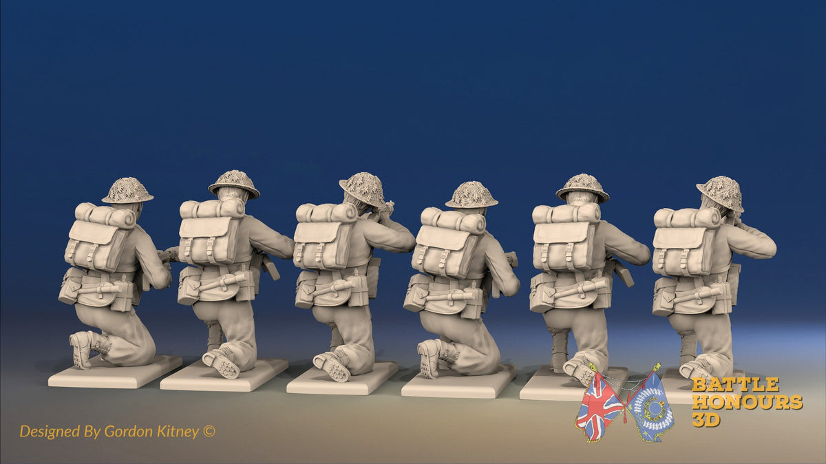 WW2 Canadian Battledress Kneeling miniature figures rear view