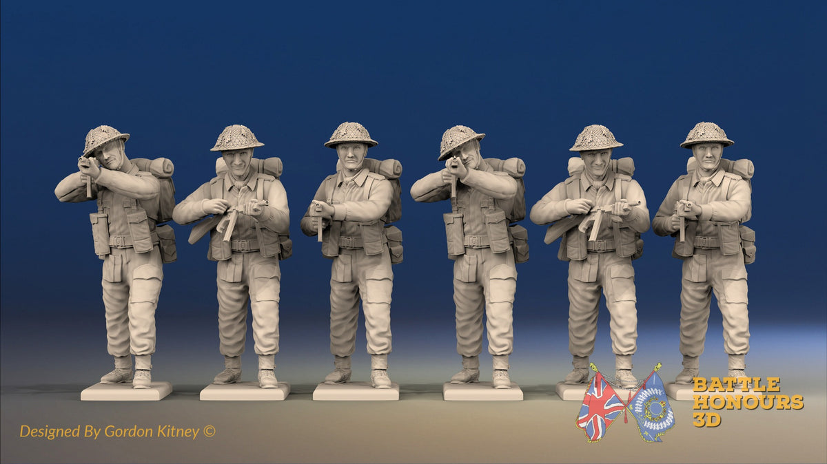 WW2 Canadian Battledress Standing Firing miniature figures front view