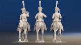 Napoleonic French Hussar Command - Campaign Dress, Shako, Trotting