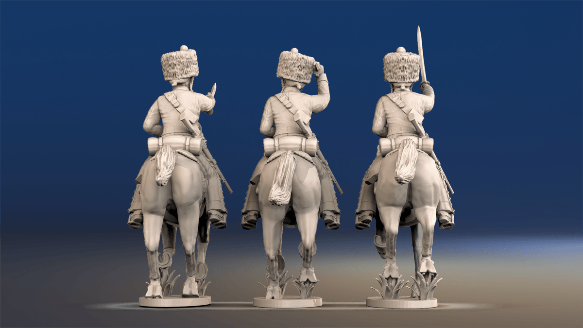 Napoleonic French Elite Hussars - Campaign Dress, Colpack, Galloping