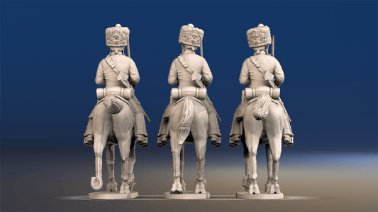 Napoleonic French Elite Hussars - Campaign Dress, Colpack, Trotting