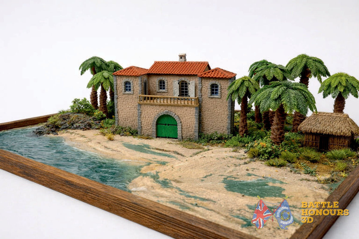 Colonial Caribbean fortified mansion terrain model graphic