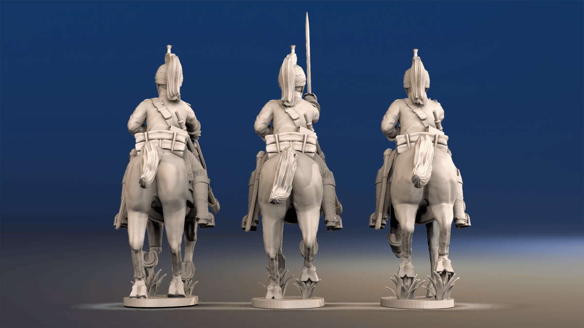 Napoleonic French Dragoons - Covered Helmet Galloping, Back Set 1
