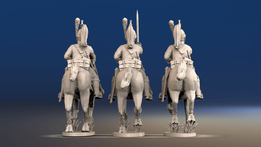 Napoleonic French Dragoons - Uncovered Helmet Galloping - Set 2