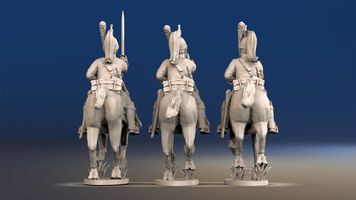 Napoleonic French Dragoons - Uncovered Helmet Galloping - Set 3