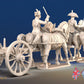 French 4 horse limber bicorn trotting rear view