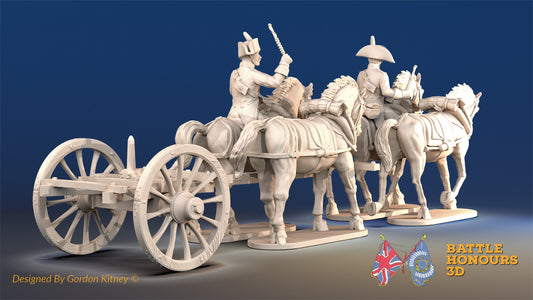 French 4 horse limber bicorn trotting rear view