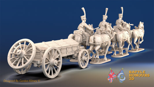 French 6 horse caisson with riders shako trotting rear view