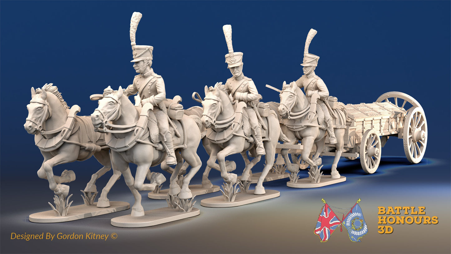 French 6 Horse Caisson With Riders Shako Trotting