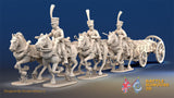 French 6 horse caisson with riders shako trotting alternate view