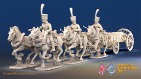 French 6 horse caisson with riders shako trotting alternate view