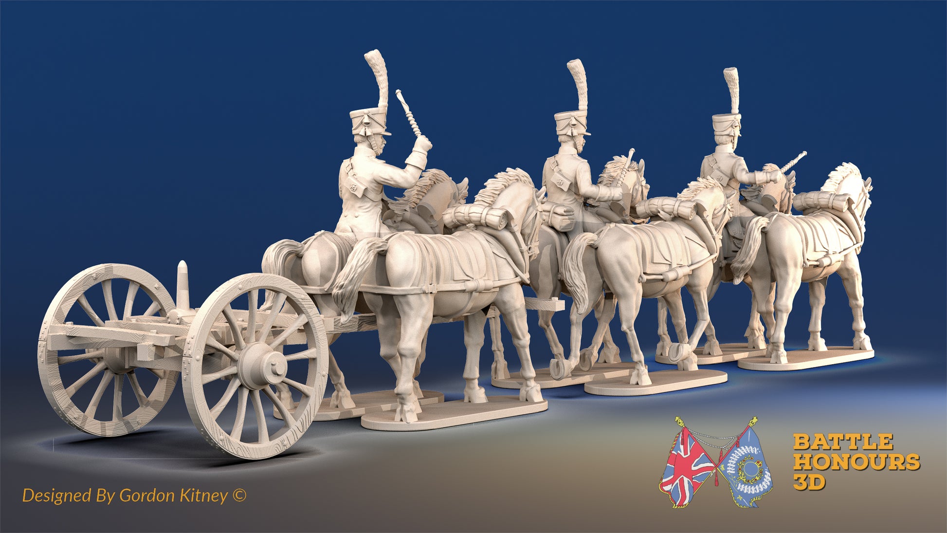 French 6 horse limber shako trotting rear view