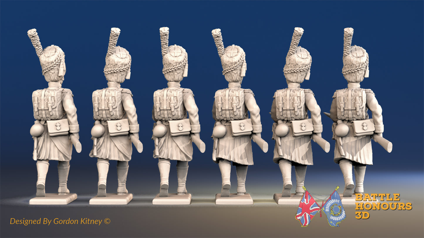 French Carabiniers advancing bearskin greatcoat boots rear view