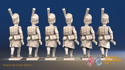 French Carabiniers advancing bearskin greatcoat boots rear view