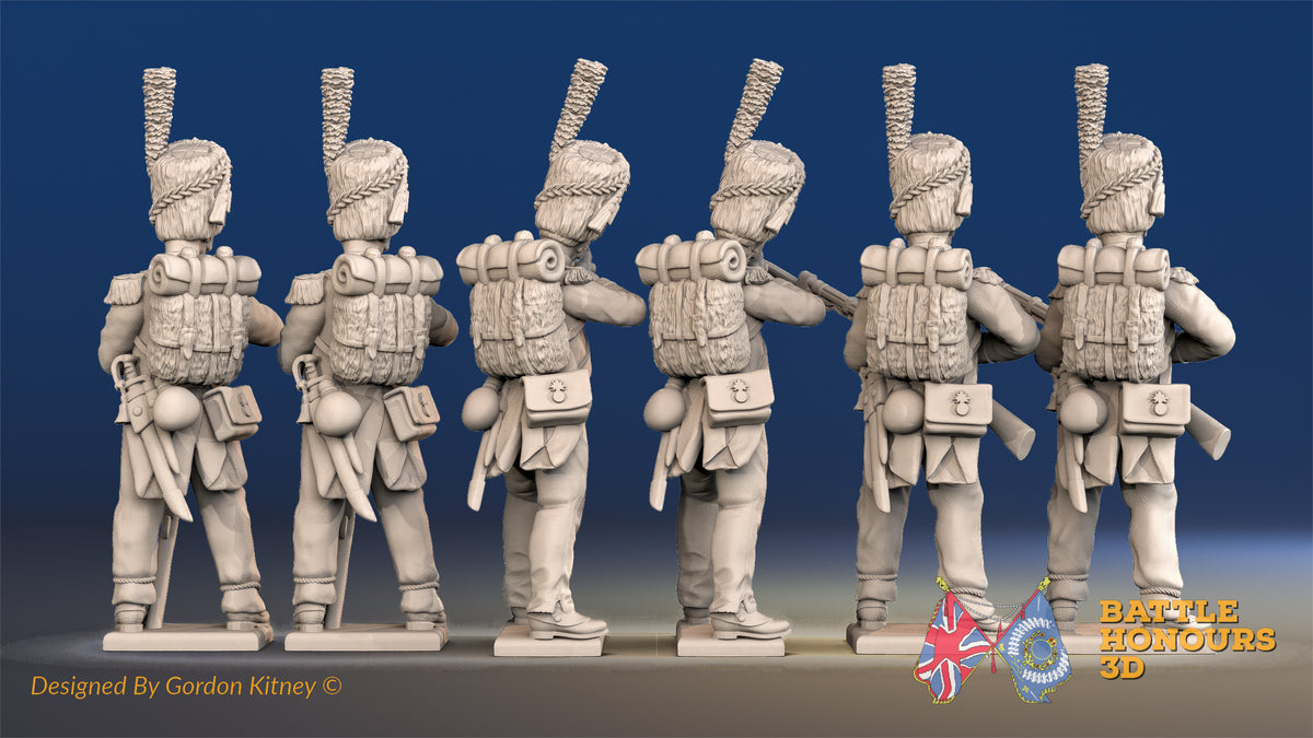 French Carabiniers firing and loading rear view