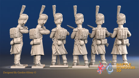 French Carabiniers firing and loading greatcoat rear view
