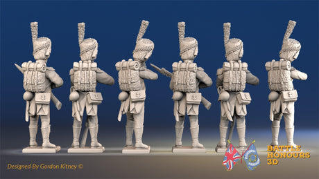 French Carabiniers loading firing bearskin boots rear view alternate
