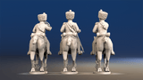 Napoleonic French Chasseurs à Cheval command campaign dress galloping rear view