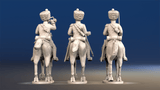 Napoleonic French Chasseurs à Cheval command campaign dress trotting rear view