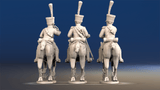 Napoleonic French Chasseurs à Cheval command galloping set 2 rear view