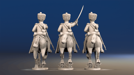 Napoleonic French elite Chasseurs à Cheval campaign dress galloping set 1 rear view