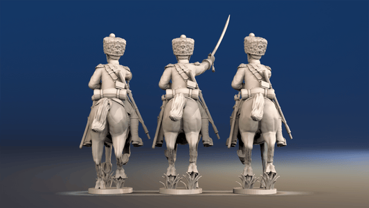 Napoleonic French elite Chasseurs à Cheval campaign dress galloping set 1 rear view