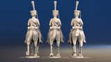 Napoleonic French Chasseurs à Cheval full dress trotting rear view