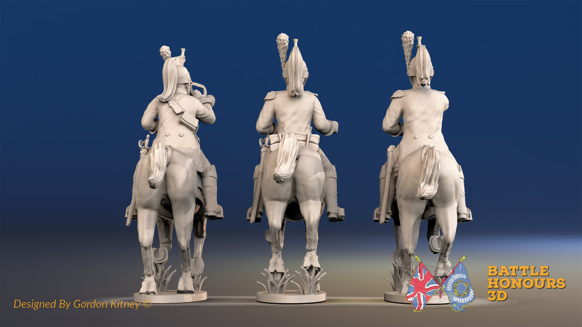 French Dragoon command galloping rear view