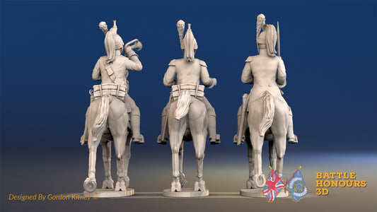 French Dragoon command trotting rear view