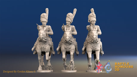 French Dragoon elite bearskin galloping alternate view