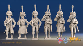 French elite Voltigeurs advancing command in colpack mixed boots