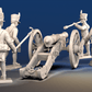 Napoleonic French Foot Artillery covered shako and gaiters loading crew rear view