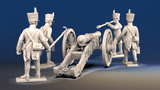 Napoleonic French Foot Artillery covered shako and gaiters loading crew rear view