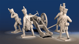 Napoleonic French Foot Artillery shako and gaiters firing crew rear view