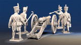 Napoleonic French Foot Artillery shako and gaiters loading crew rear view