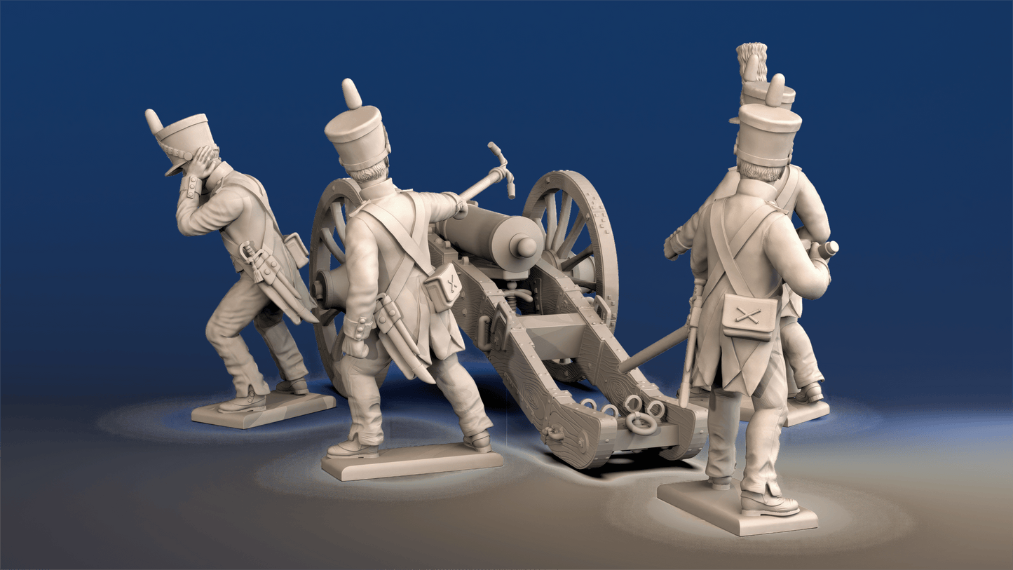 Napoleonic French Foot Artillery shako and trousers firing crew rear view