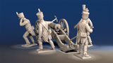 Napoleonic French Foot Artillery shako and trousers firing crew rear view