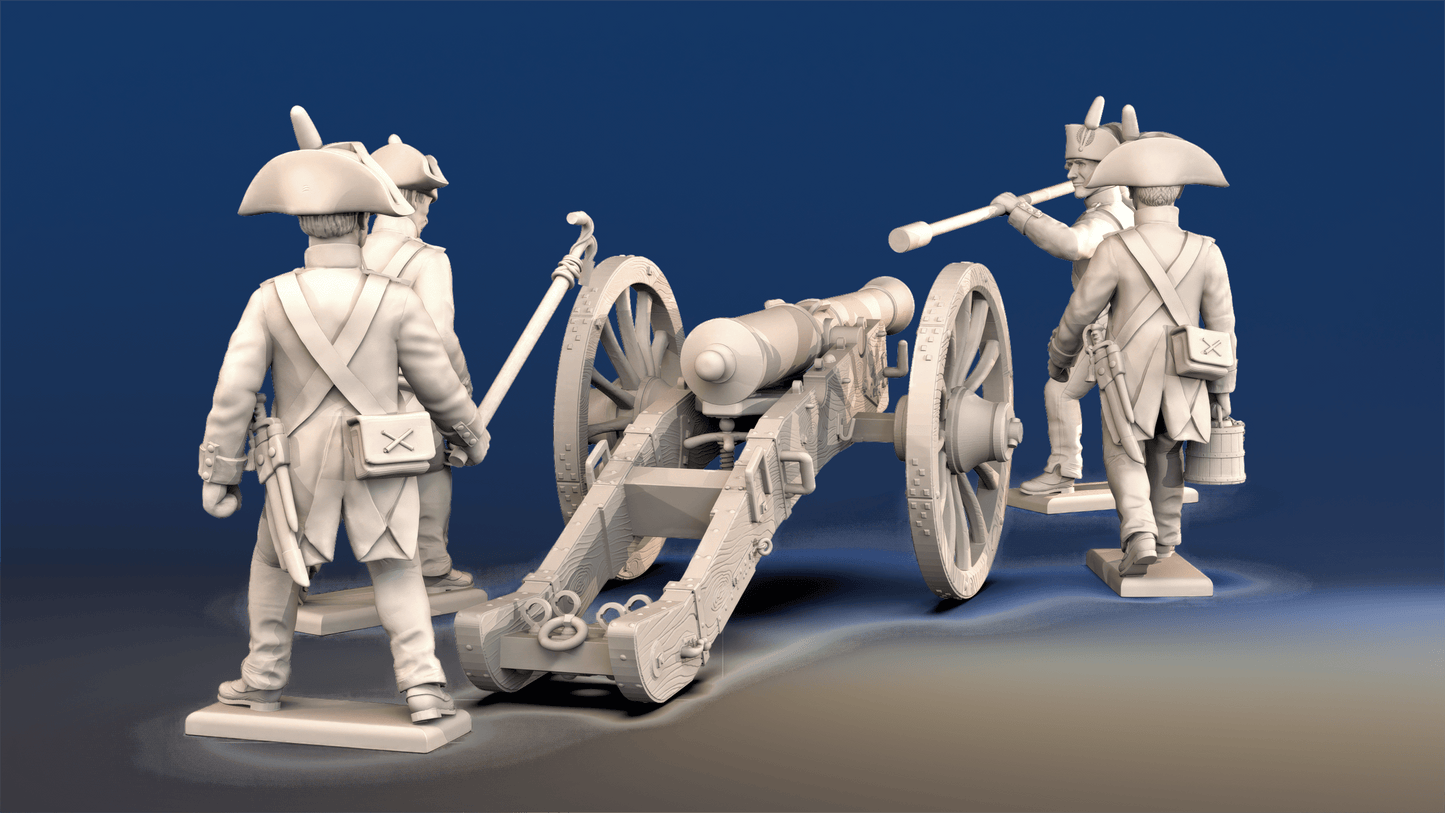 Napoleonic French Foot Artillery bicorne and trousers loading crew rear view