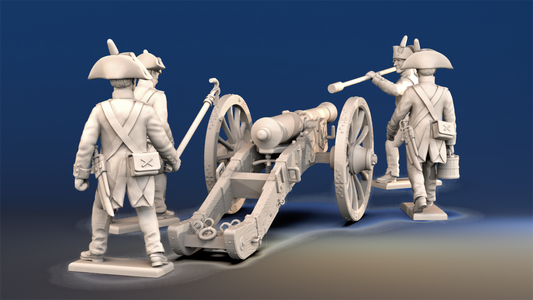 Napoleonic French Foot Artillery bicorne and trousers loading crew rear view