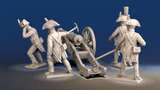 Napoleonic French Foot Artillery bicorne and trousers firing crew rear view