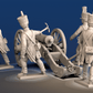 Napoleonic French Foot Artillery covered shako and trousers firing crew rear view