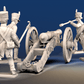 Napoleonic French Foot Artillery covered shako and trousers loading crew rear view