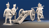 Napoleonic French Foot Artillery shako and trousers loading crew rear view