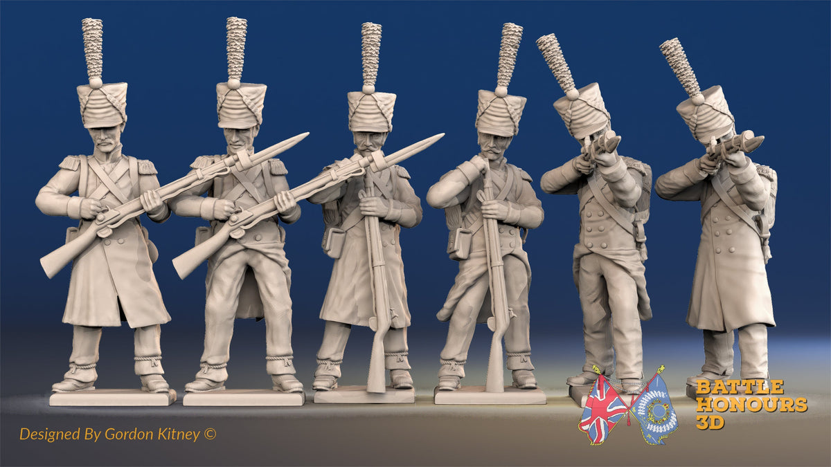 French Grenadier firing and loading shako greatcoat alternate view