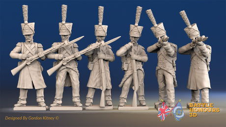 French Grenadier firing and loading shako greatcoat alternate view