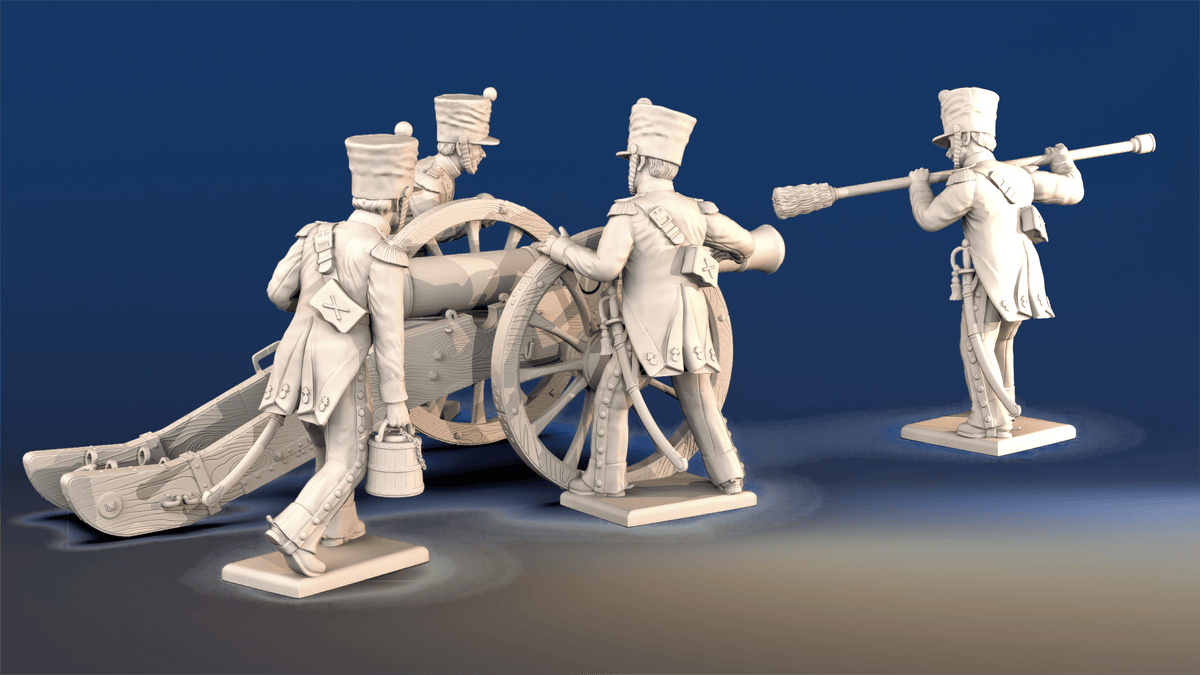 Napoleonic French Horse Artillery - Loading Crew, Covered Shako