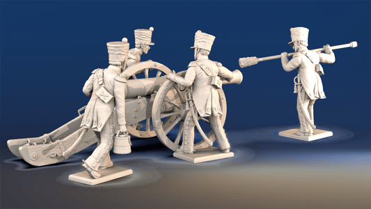 Napoleonic French Horse Artillery - Loading Crew, Covered Shako